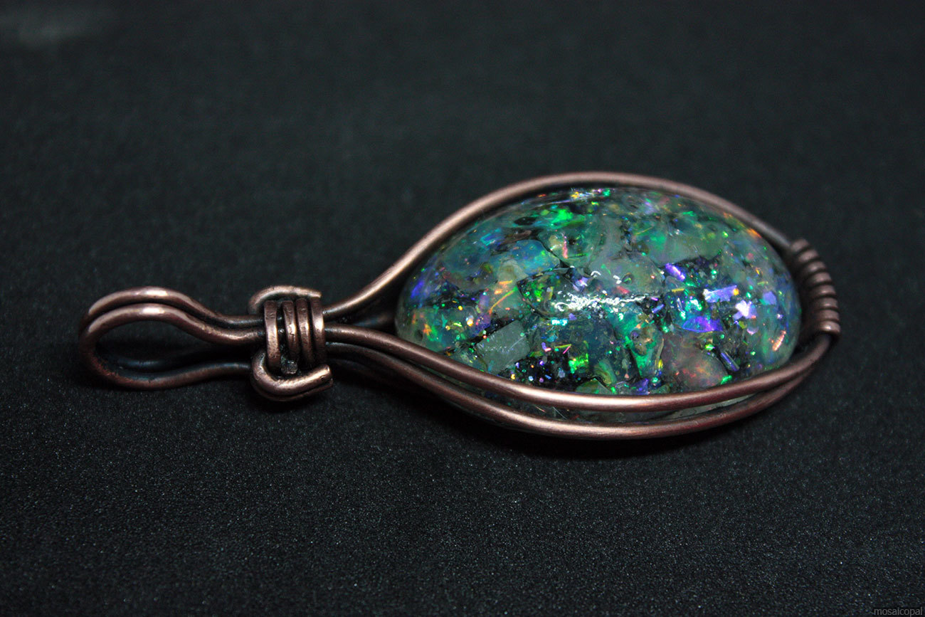 Ethiopian opals in glass - My, Needlework without process, Wire wrap, Opal, Pendant, Suspension, Copper, Natural stones, Bijouterie, Longpost