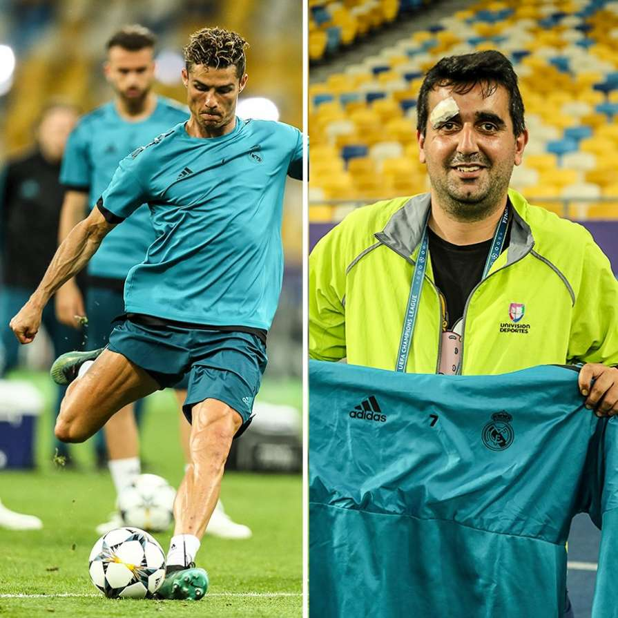 Ronaldo accidentally smashed the eyebrow of a cameraman at Real Madrid training and gave him his T-shirt - Cristiano Ronaldo, Curiosity, real Madrid, Champions League, Video