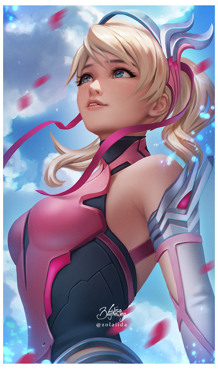 Pink Mercy - Overwatch, Mercy, Арт, Zolaida