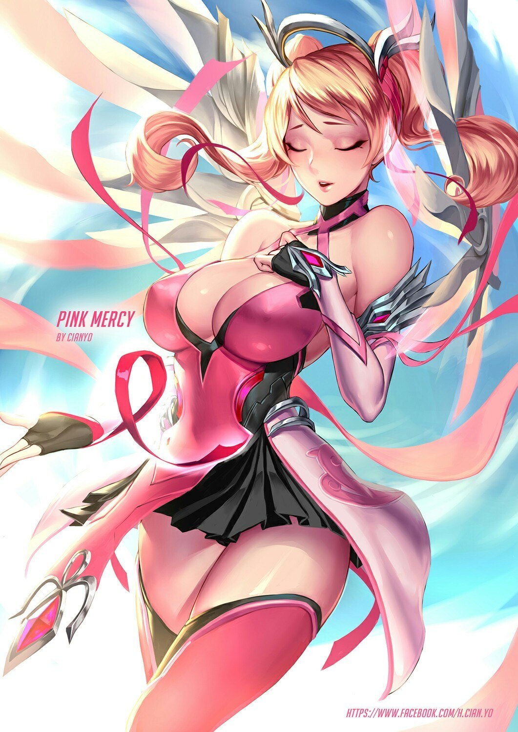 Pink Mercy Art - NSFW, Overwatch, Art, Mercy, Cian yo, Longpost