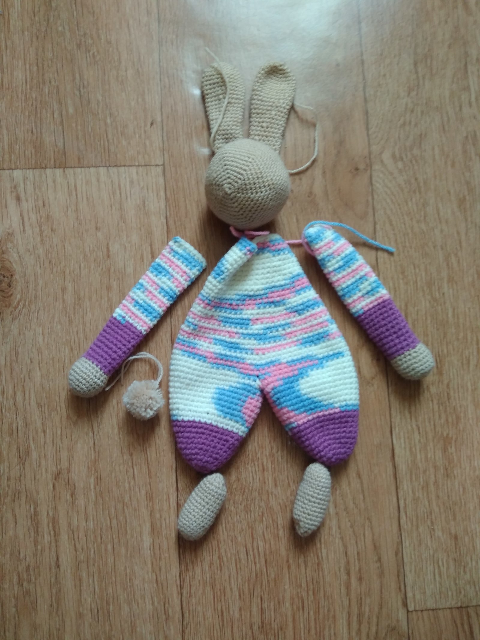 Sleepy bunny in pajamas - My, Crochet, Needlework, , Needlework without process, Longpost