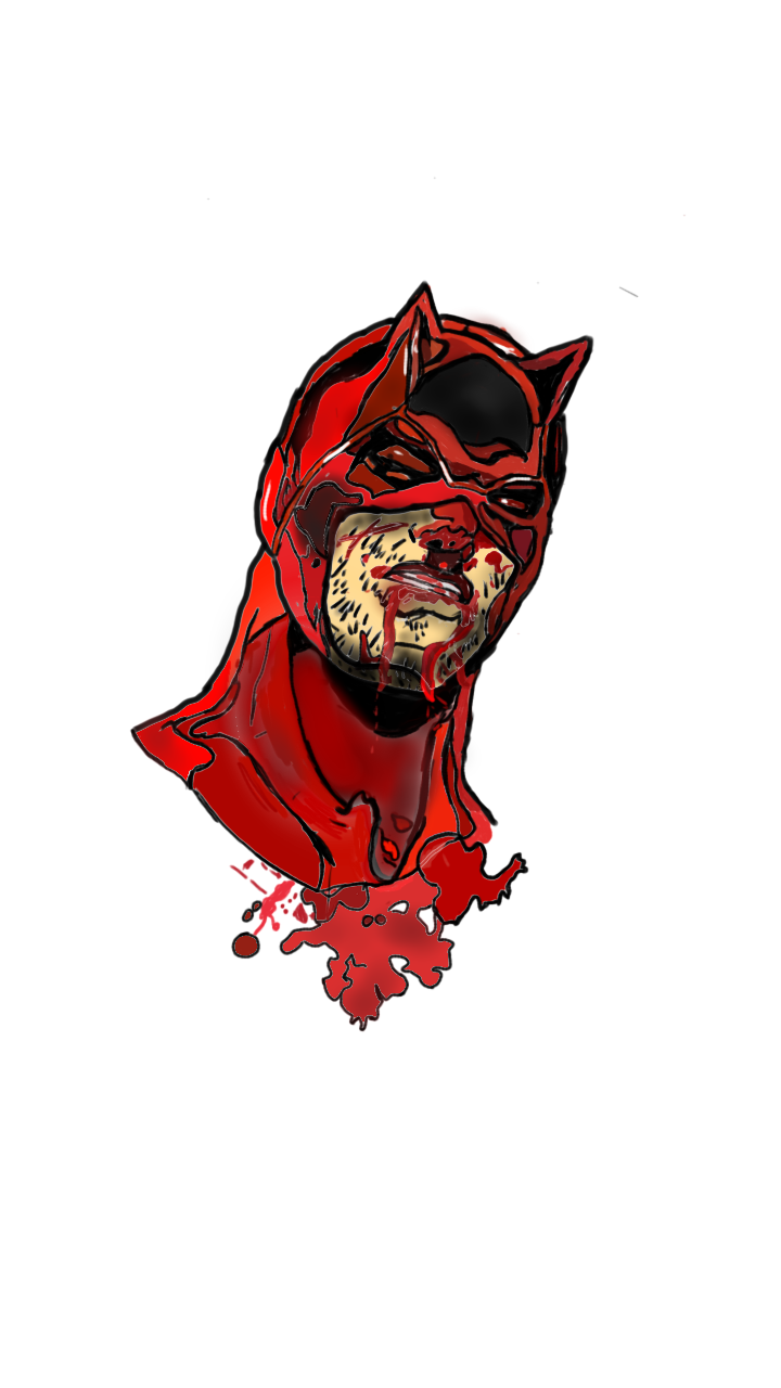 First normal drawing - My, Drawing, Daredevil, Longpost