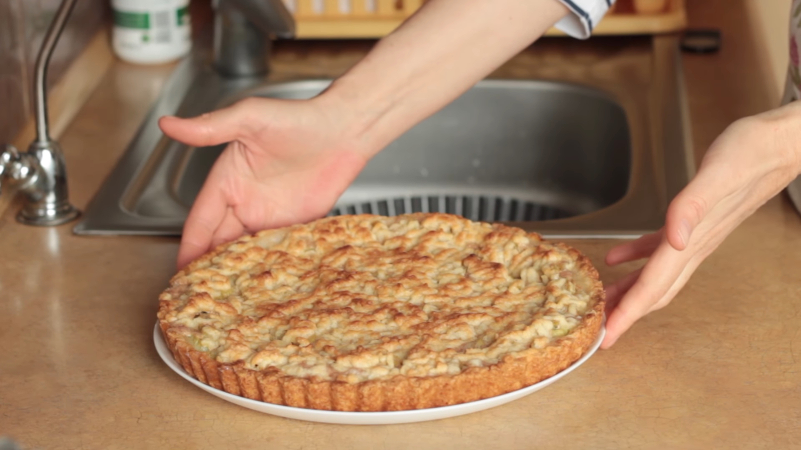 Sand cake with rhubarb - My, , Shortcrust pastry, Recipe, Video recipe, Cooking, Food, Irinacooking, Video, Longpost