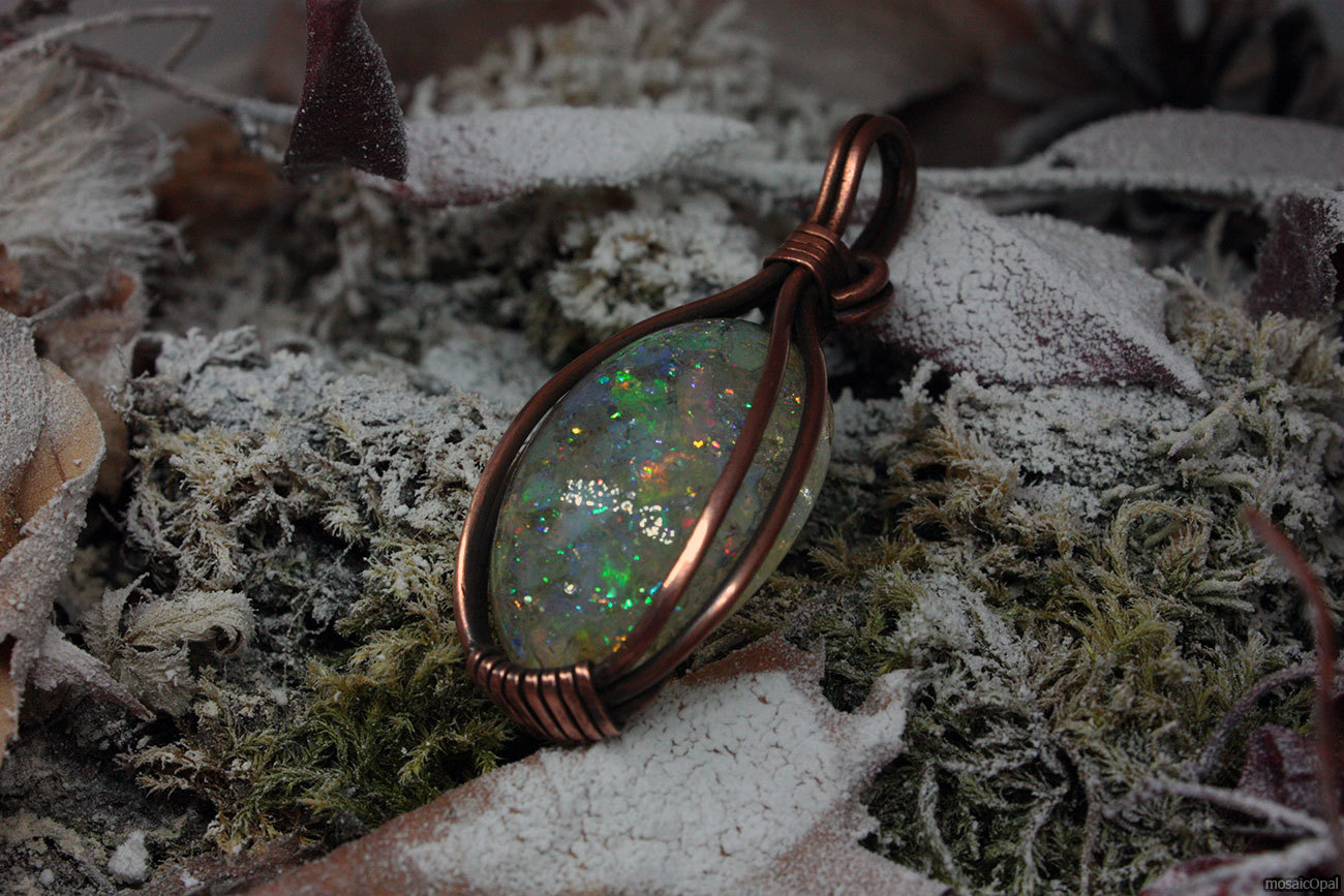 Opals and ice. dark forest - My, Longpost, Needlework without process, Glass, Wire, Opal, Forest, Needlework, Pendant, Decoration