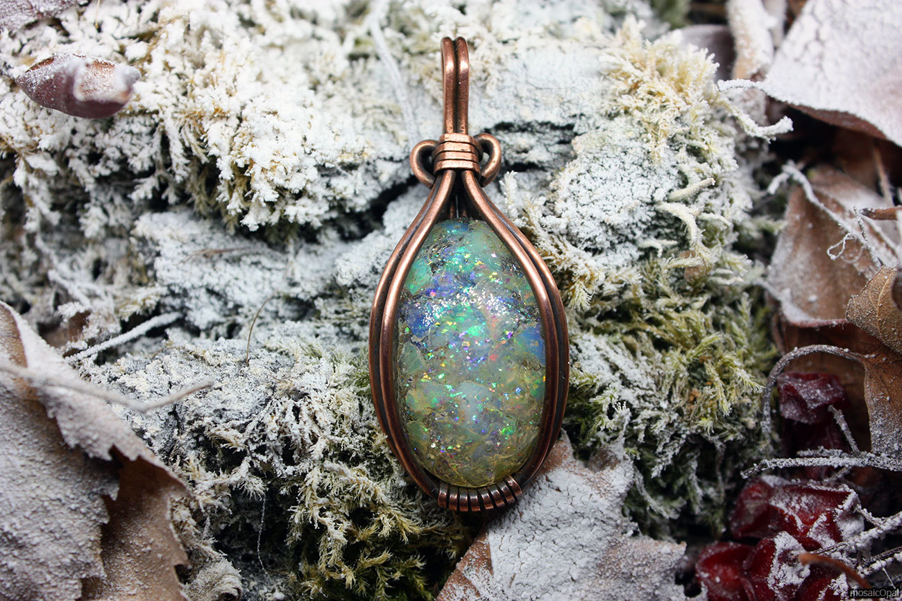 Opals and ice. dark forest - My, Longpost, Needlework without process, Glass, Wire, Opal, Forest, Needlework, Pendant, Decoration