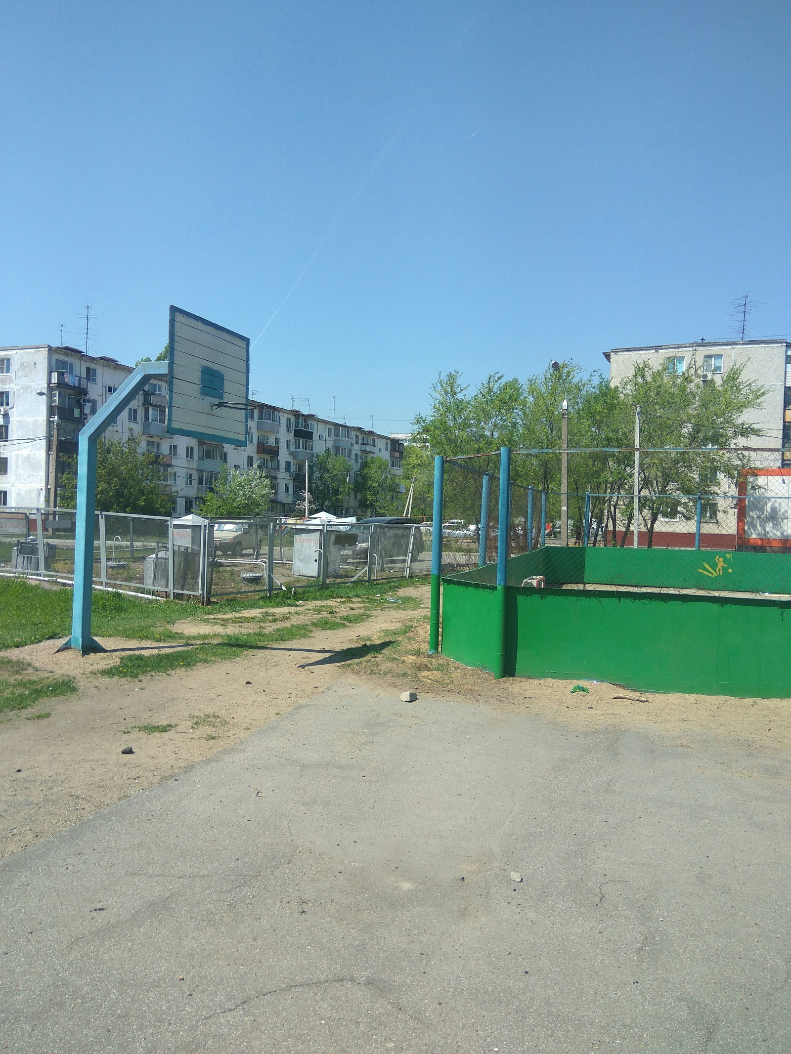 When you need to put a backboard with a ring on the court, but you secretly hate basketball players. - My, Courtyard, Playground, Longpost, The photo, Basketball hoop