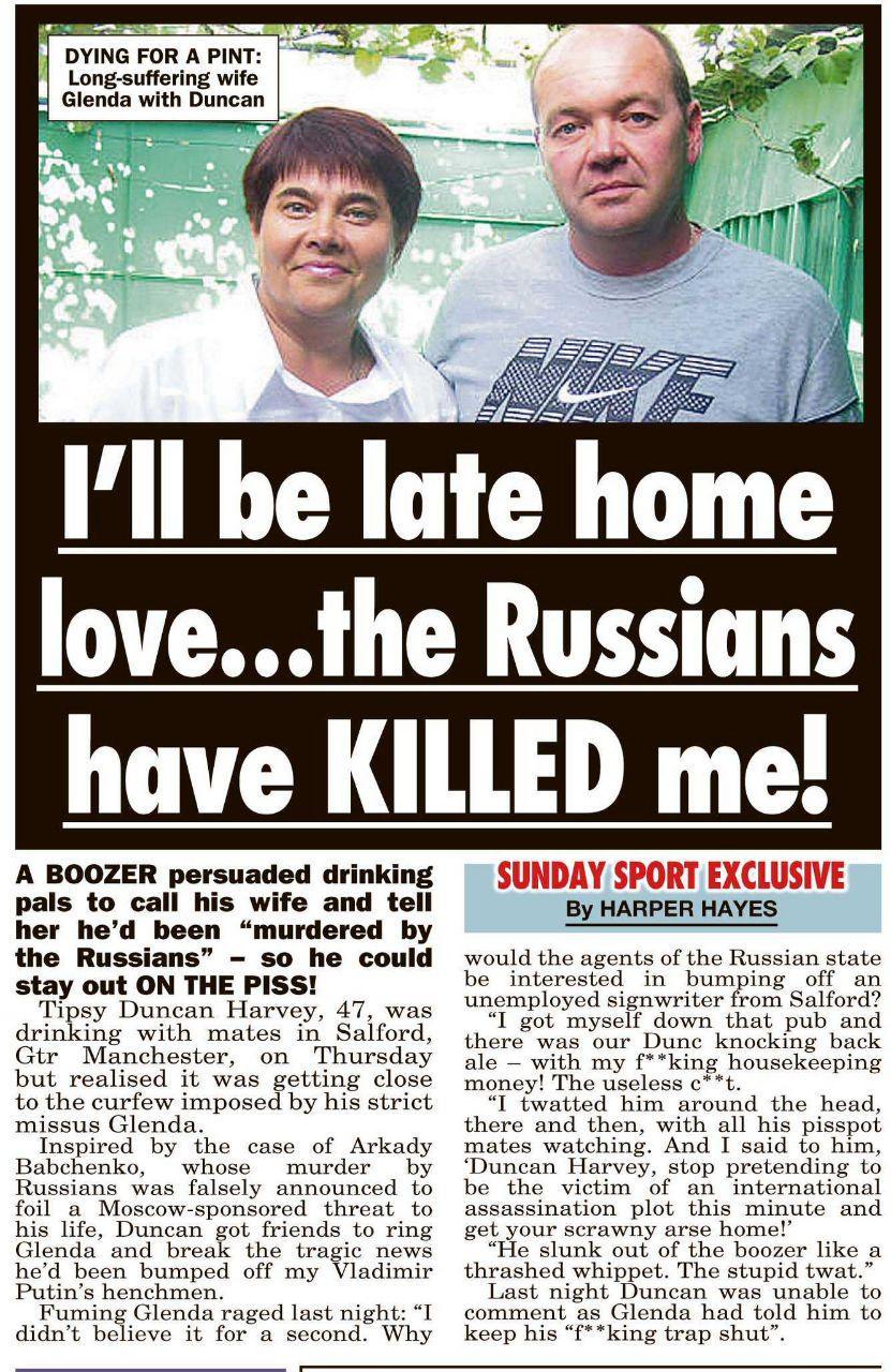 The excuse didn't work. - Alcoholics, Russians, Family, England, Murder