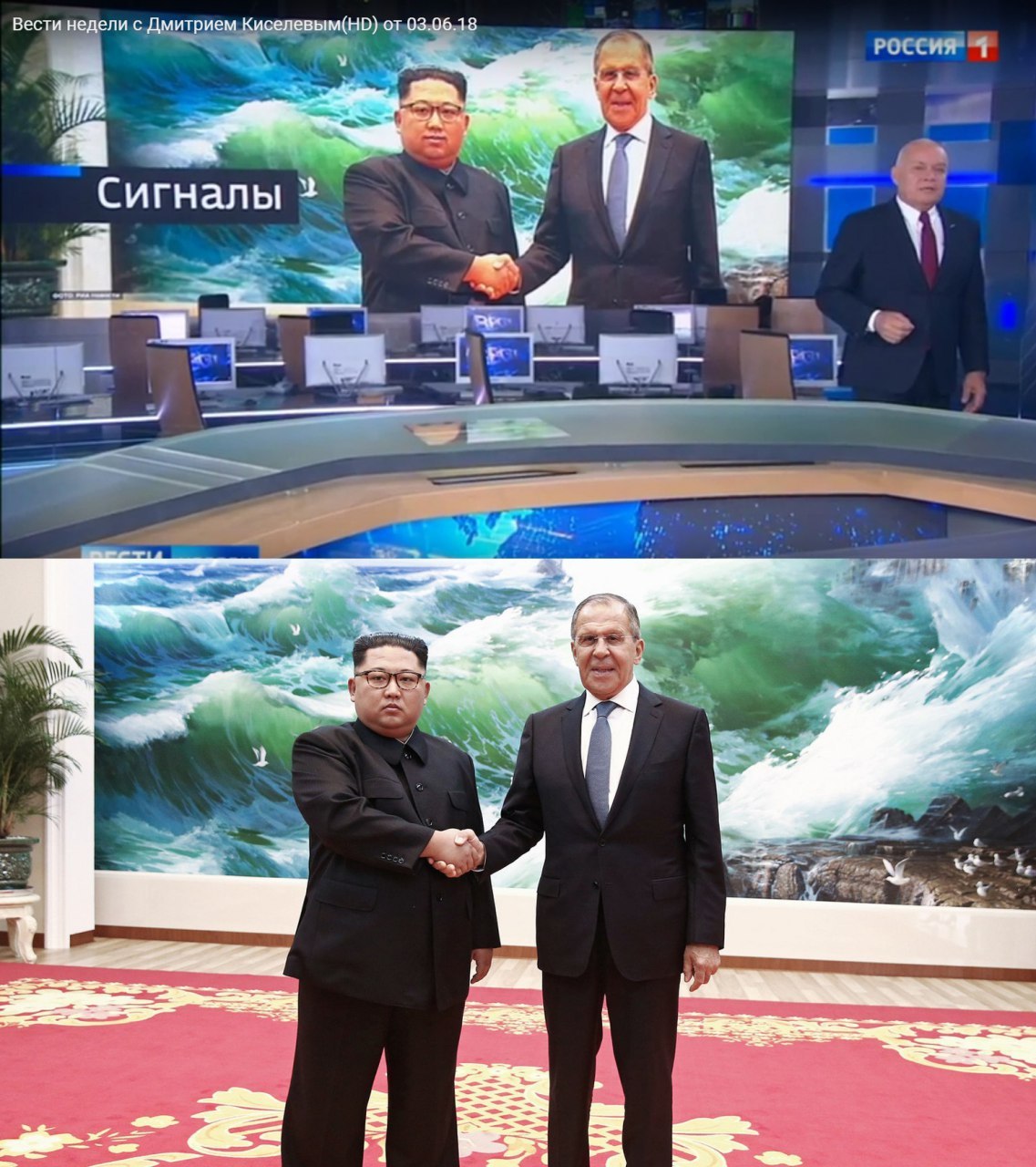 Vesti Nedeli photoshopped Kim Jong-un's smile. Anyone who doesn't like something needs photoshopped smiles. - News of the week, Kiselev, Kim Chen In, Smile, Photoshop, , Politics