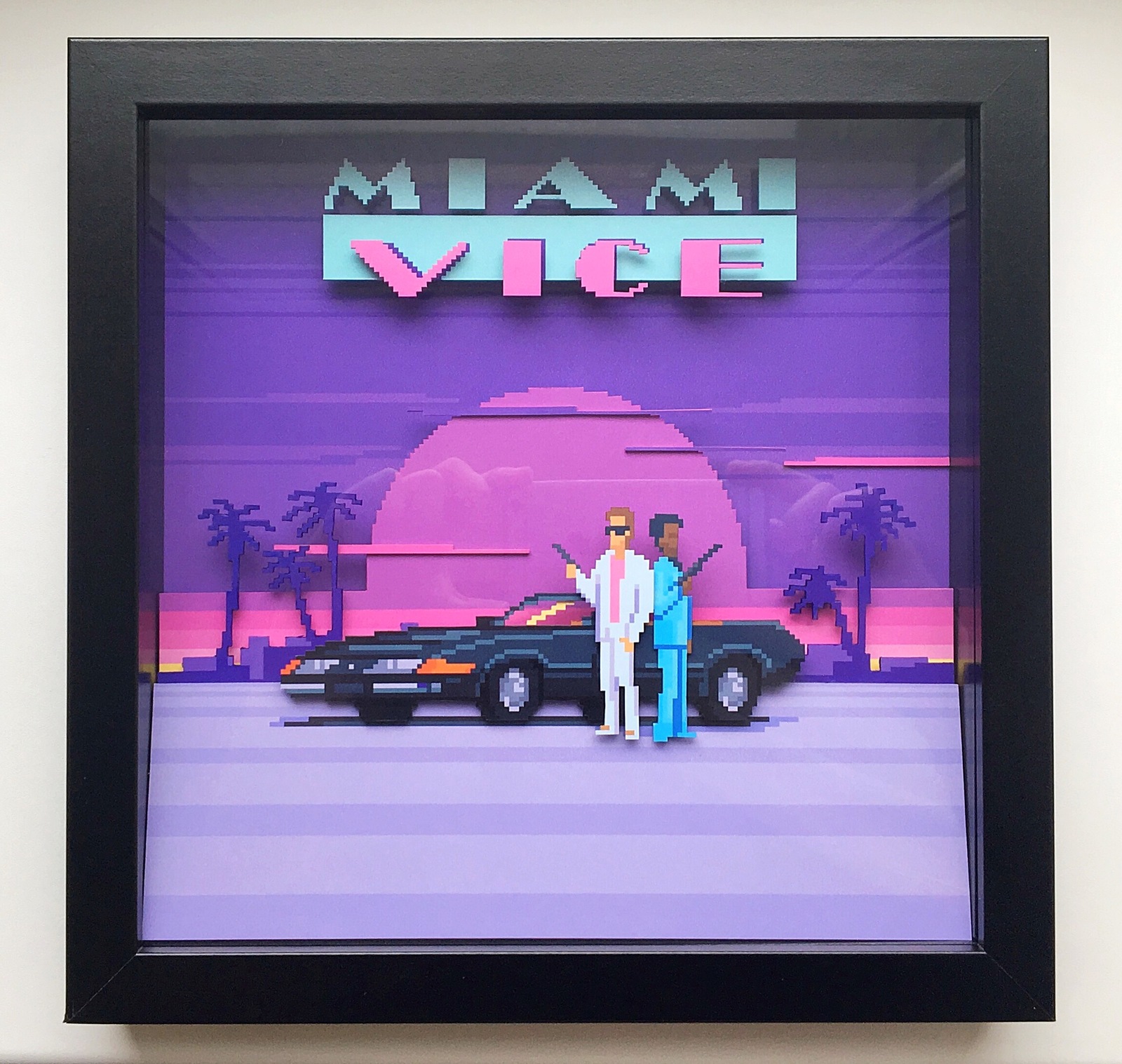 Диорама Miami Vice - Моё, Диорама, Своими руками, Ручная работа, Картина, Miami Vice, GTA Vice City, Homemade, Творчество, Длиннопост