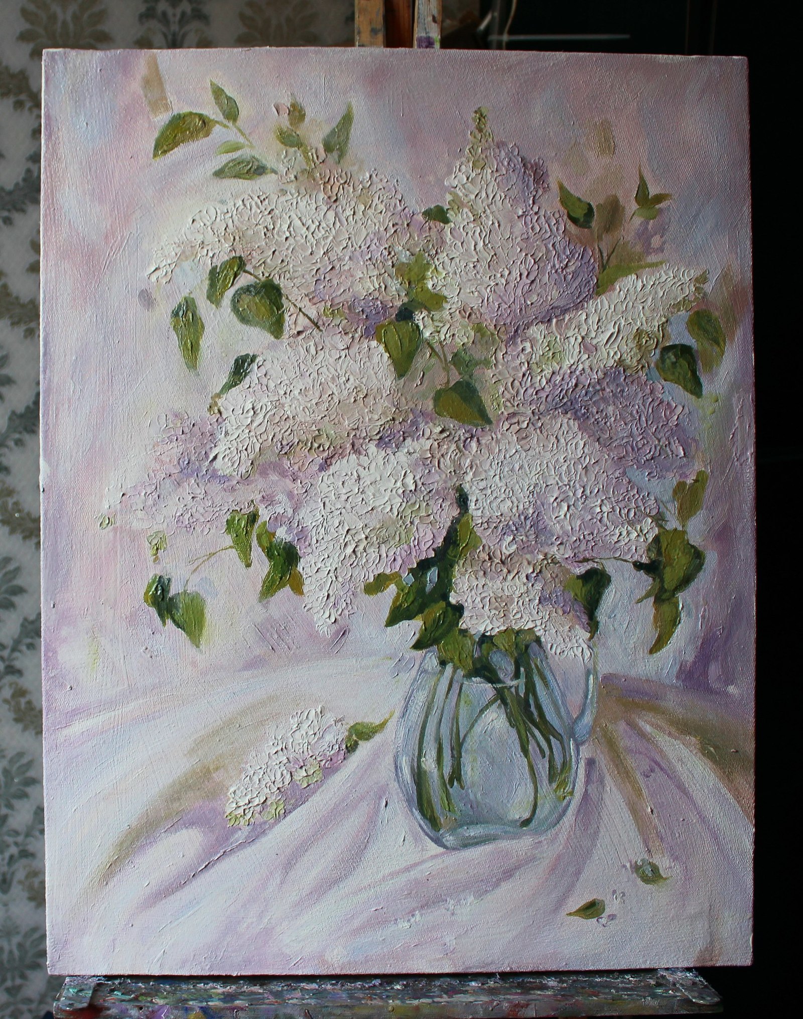 Few flowers - My, Oil painting, Butter, Painting, Flowers, Bouquet, Painting, Longpost, Vase, Still life