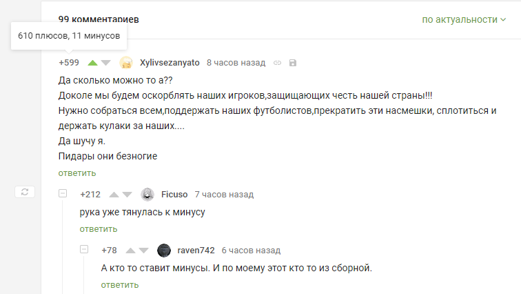 Сборная на Пикабу - Сборная России по футболу, Футбол, Комментарии на Пикабу, Скриншот