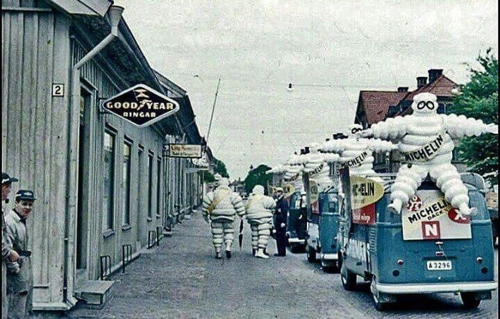 Outdoor advertising Michelin under the windows of a direct competitor, mid-20th century. - Story, Advertising, Tires