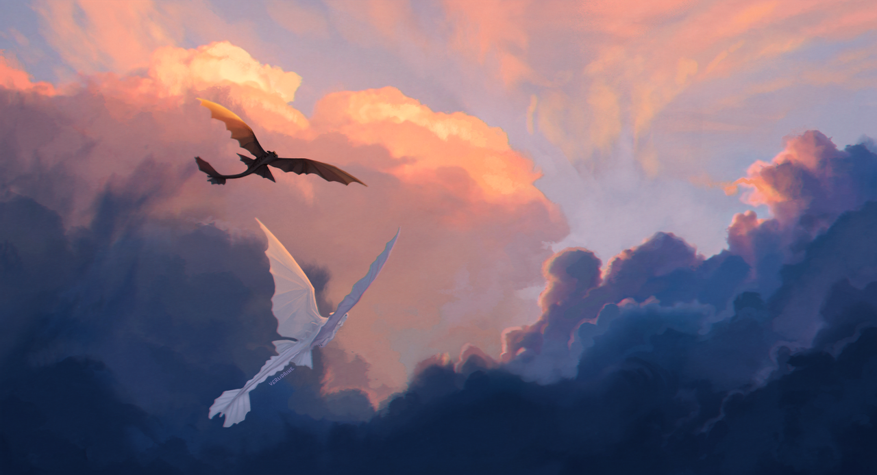 Let the wind carry us - Art, How to train your dragon, Night fury, Day Fury, The Dragon, Clouds, Flight