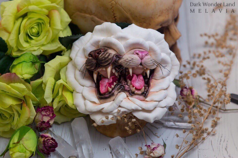 new spooky - My, Polymer clay, With your own hands, Needlework, Trash, Flowers, Dentist, Teeth, Longpost, Trash