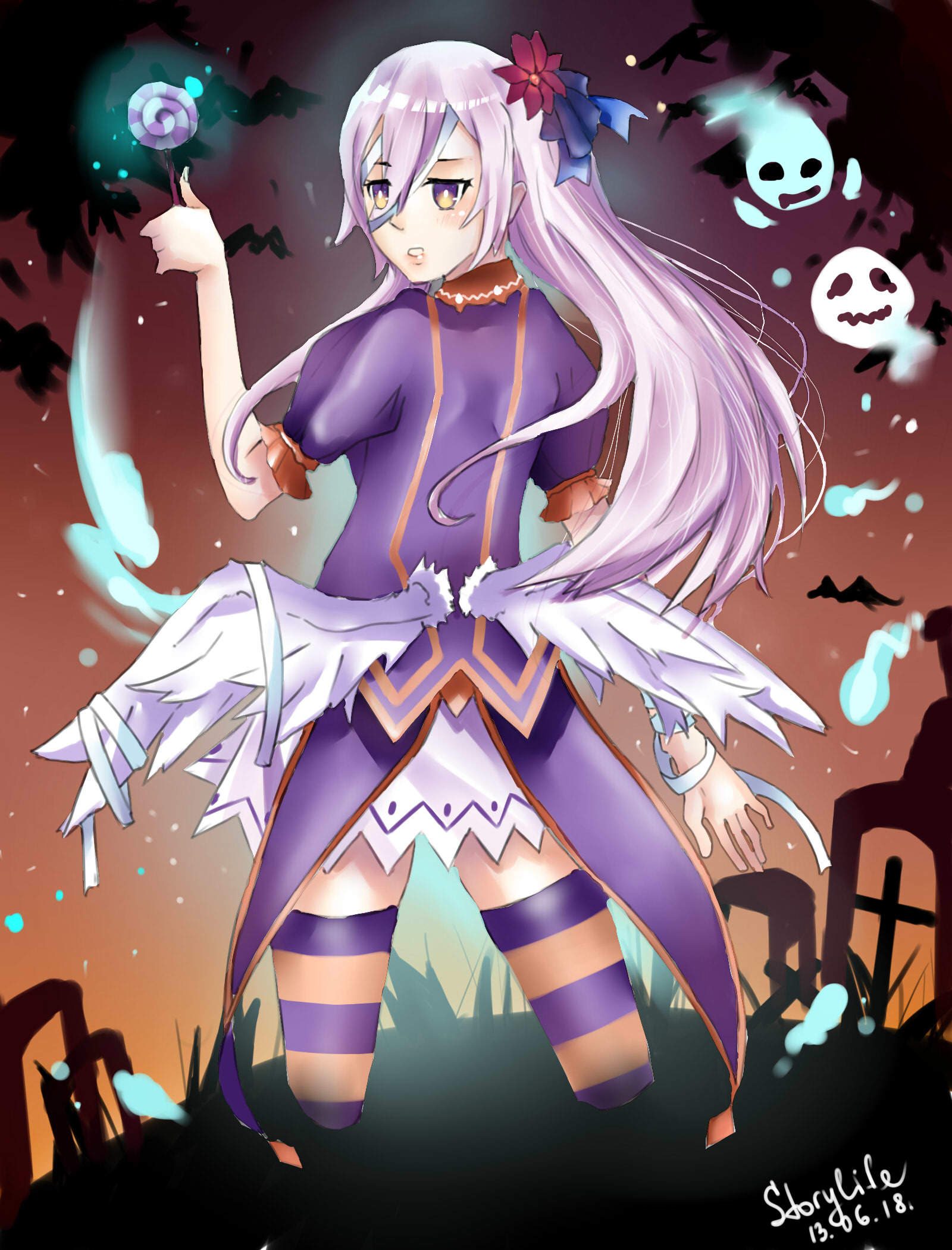 Made it to the Halloween lane - My, Anime, Anime art, Halloween, My