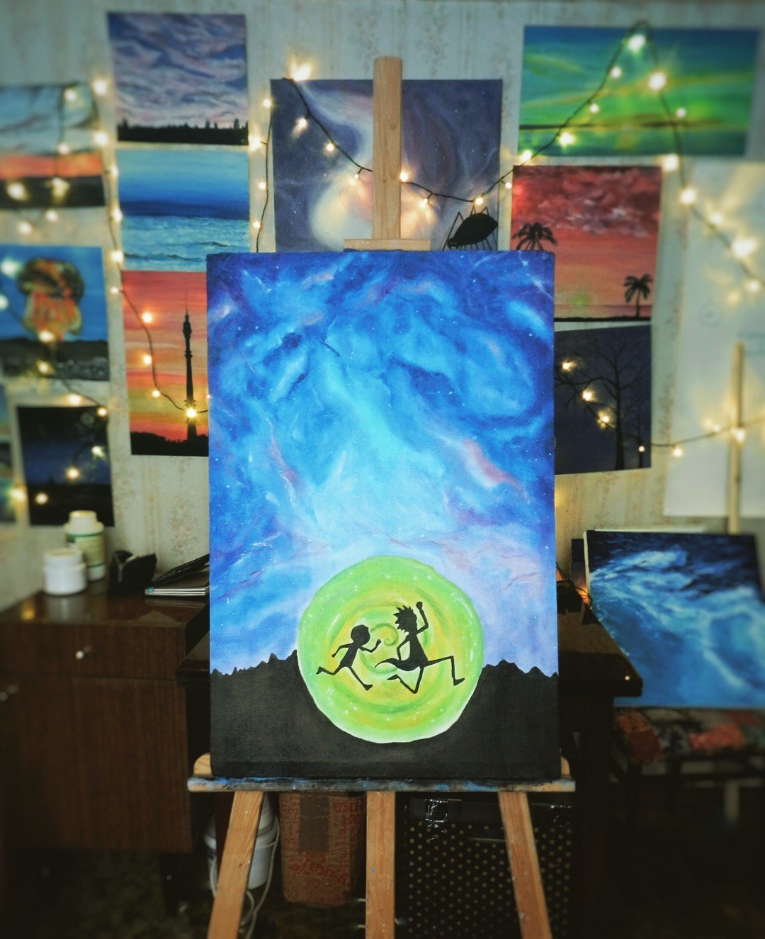 Rick and Morty Oil Painting - My, Rick and Morty, Rick Sanchez, Space, Space travel, Canvas, Butter, Oil painting, The photo, Longpost