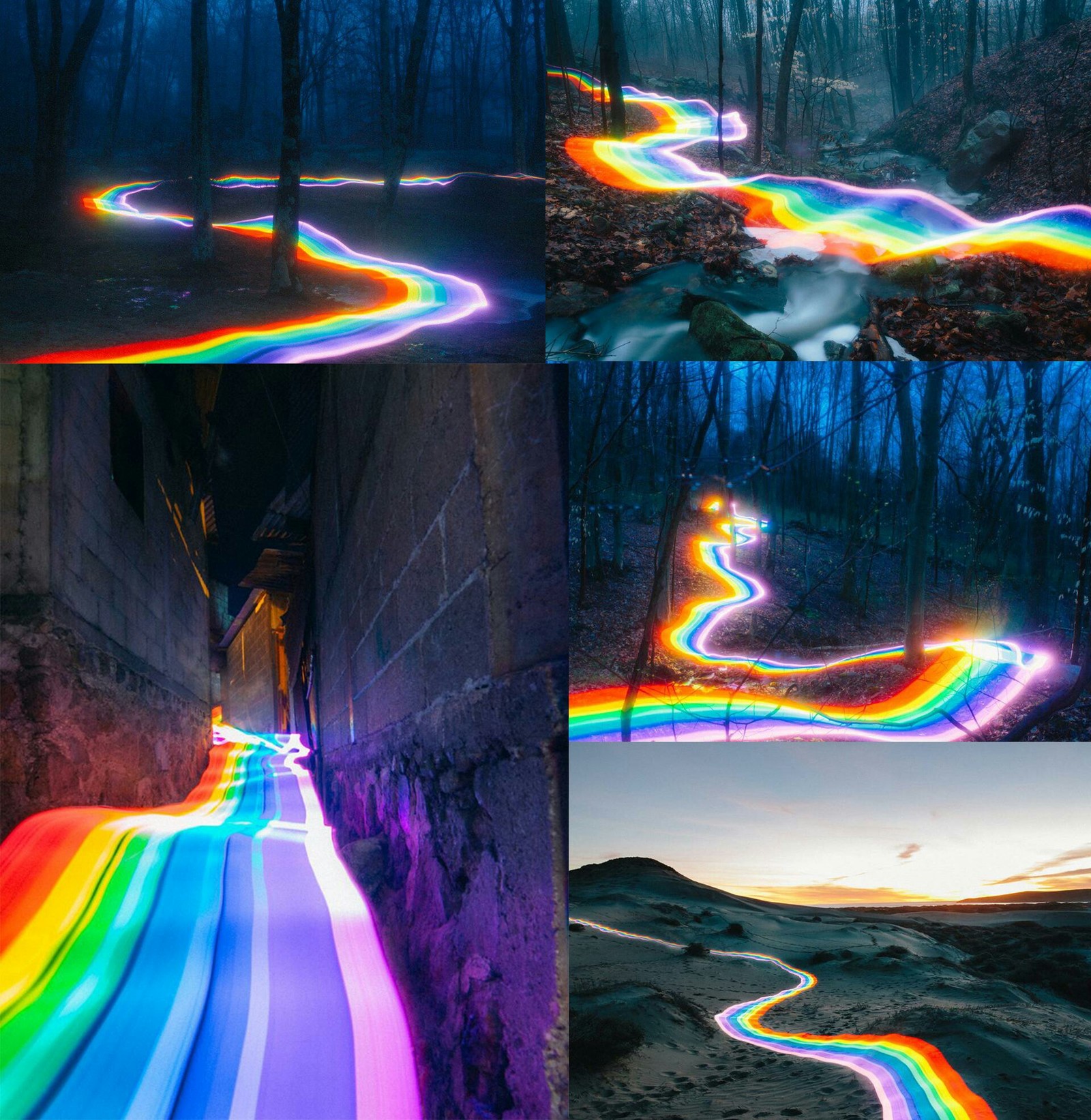 The photographer used a slow shutter speed and a friend running around with colorful lights. - The photo, Rainbow