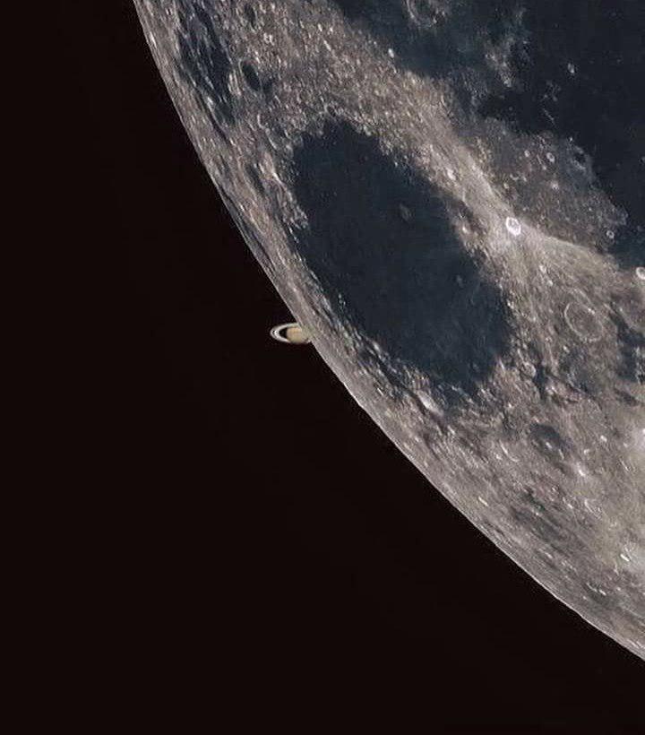 Hiding. - Saturn, moon, Space, The photo