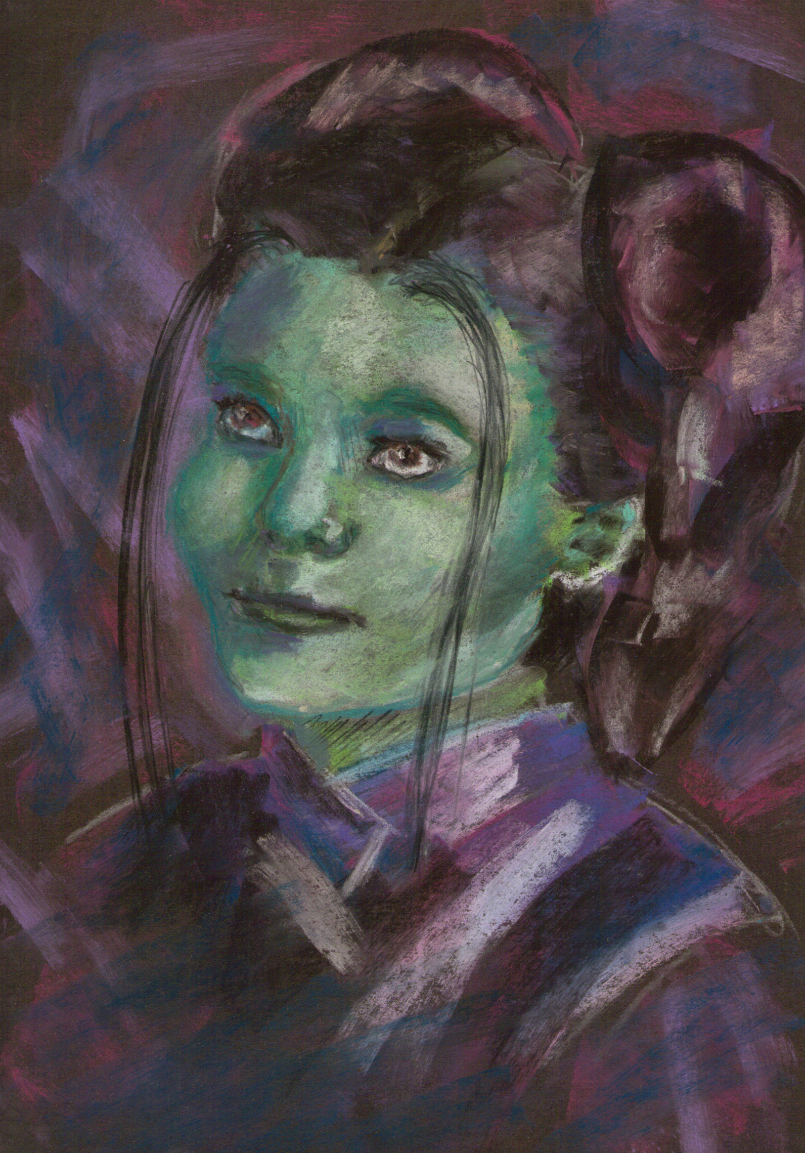 Little Gamora - My, Dry pastel, Avengers: Infinity War, Guardians of the Galaxy, Beginner artist, Marvel