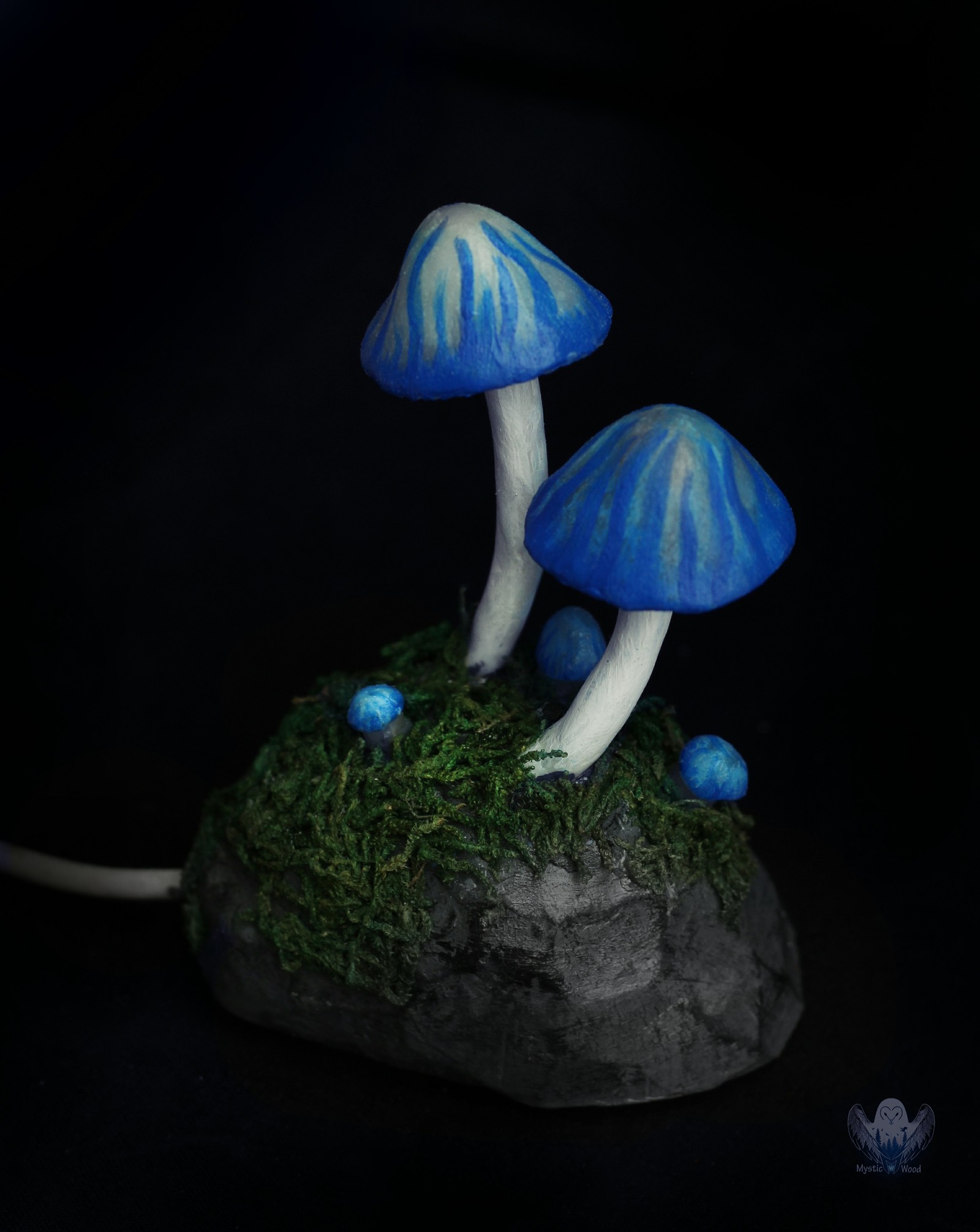 Blue Mushrooms - My, Mushrooms, Lamp, Polymer clay, Handmade, Needlework without process, Longpost