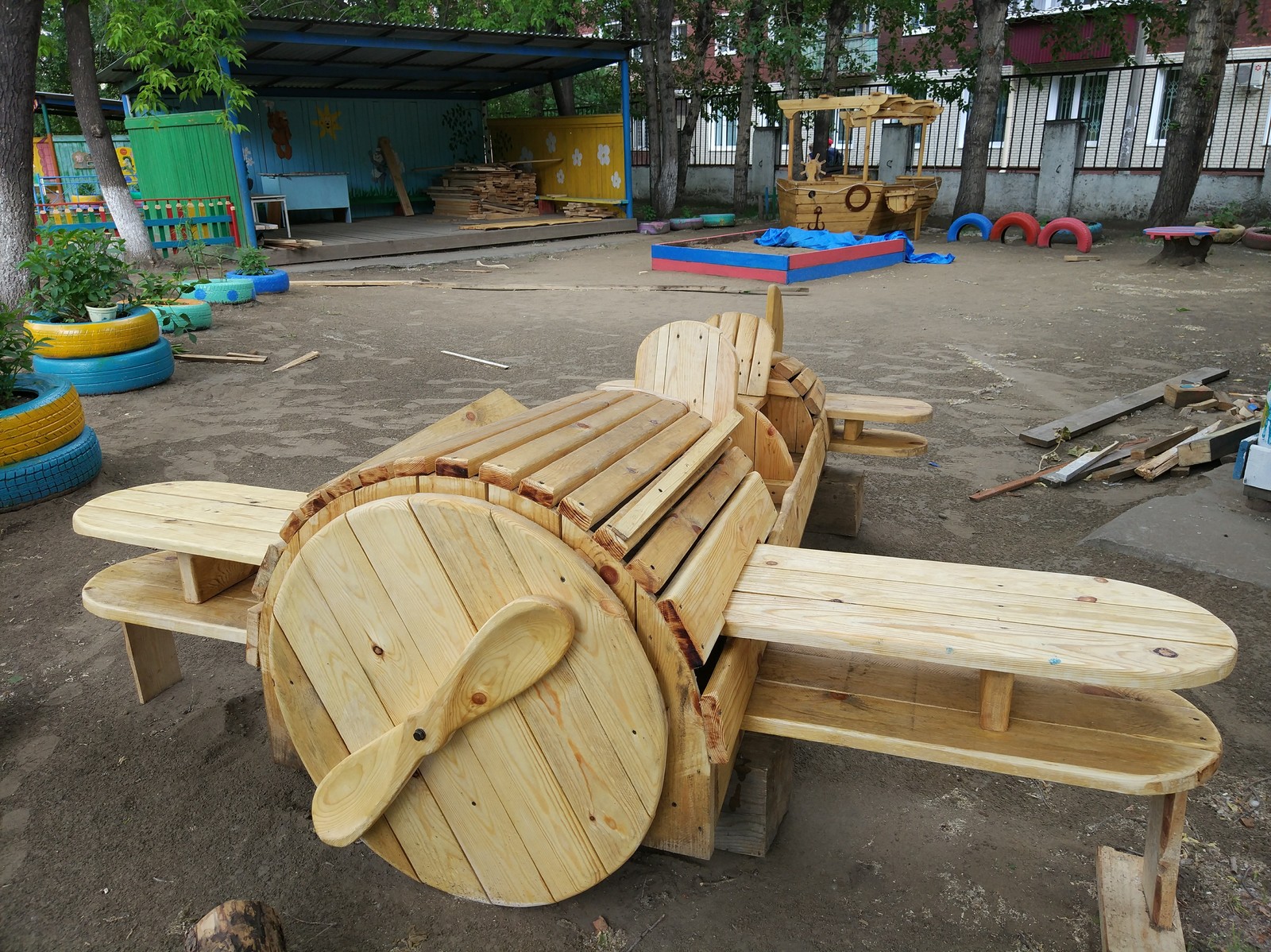 Fascinating playground - My, Kindergarten, Master, Wood products, Longpost