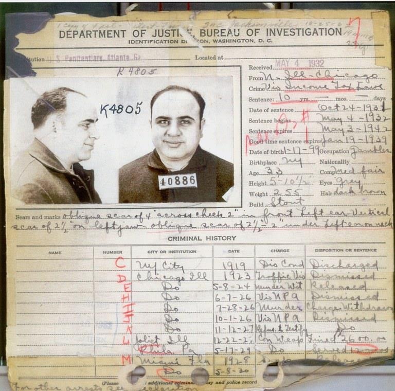 Al Capone criminal case, FBI, 1932, Washington - Al capone, Scan, The photo