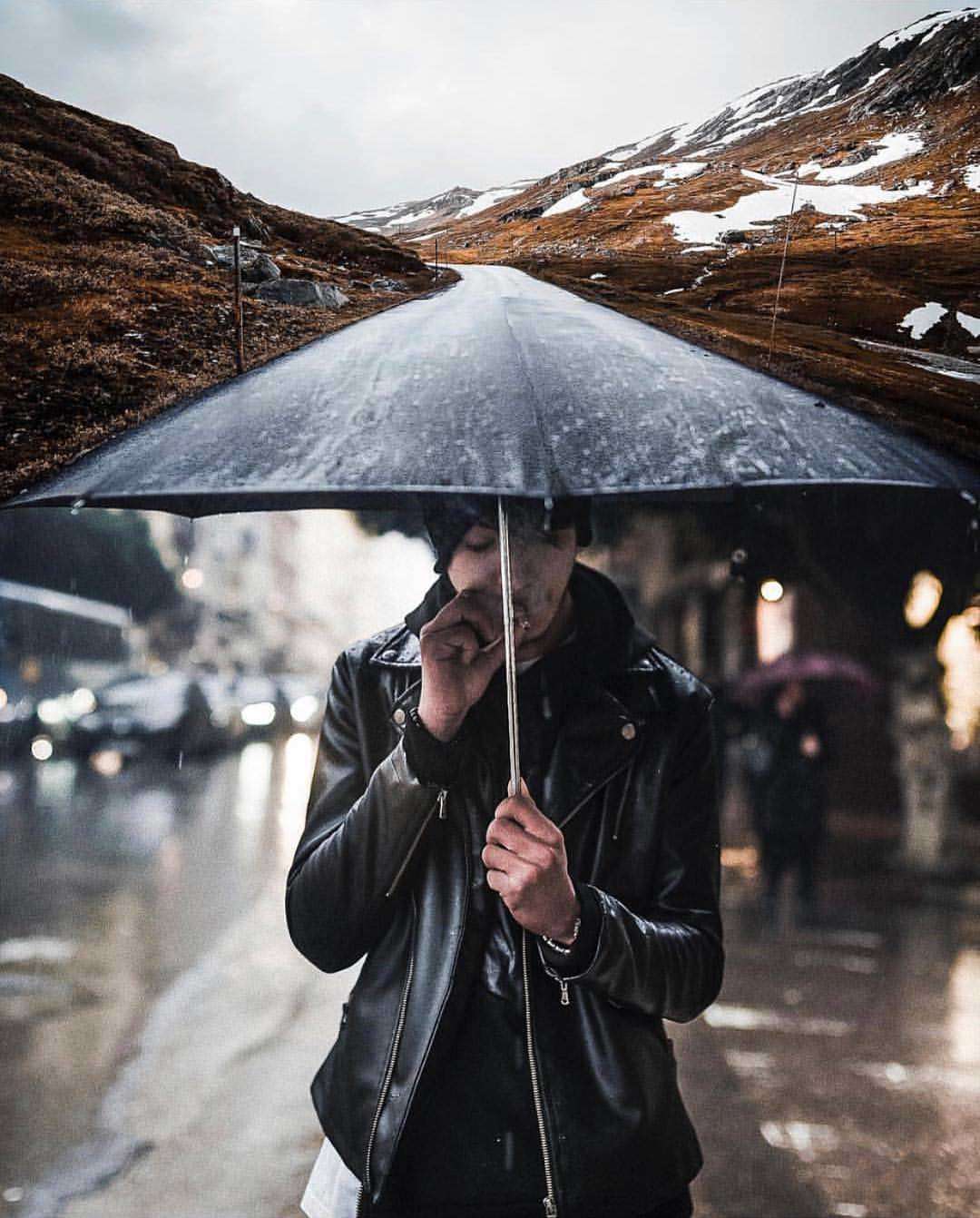 Bad weather - The photo, Umbrella, Shitty weather, Smoking, Bad weather