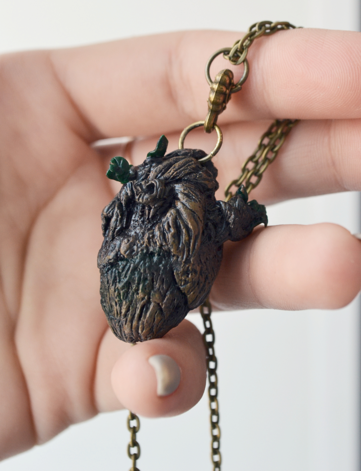 The heart of the dense forest. - My, Polymer clay, Handmade, Handmade, Anatomical heart, Tree, Pendant, Longpost