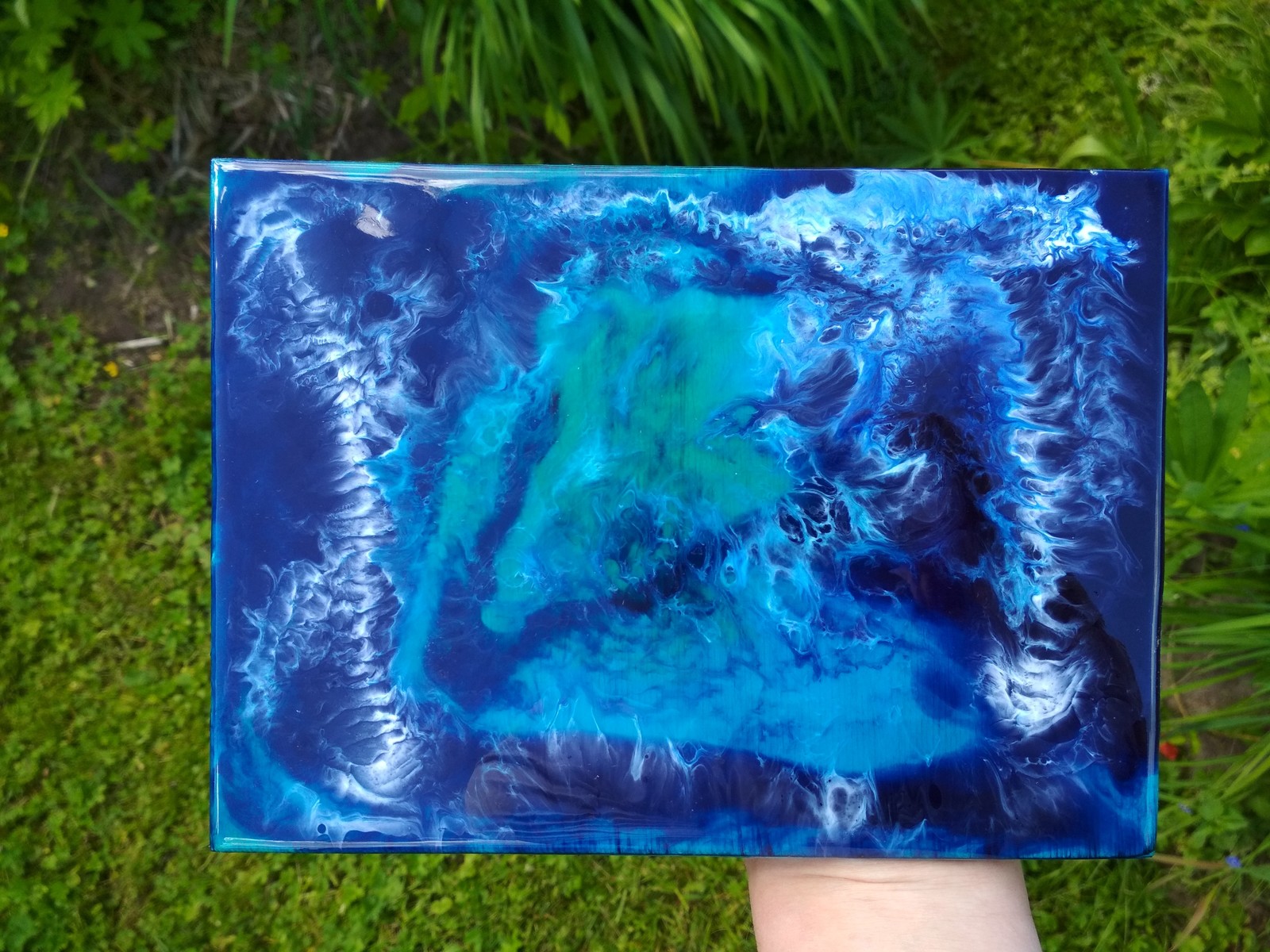 We are trying to make the sea. Epoxy painting. - My, Epoxy resin, Resin, Resin, Painting, Art, Modern Art, Longpost