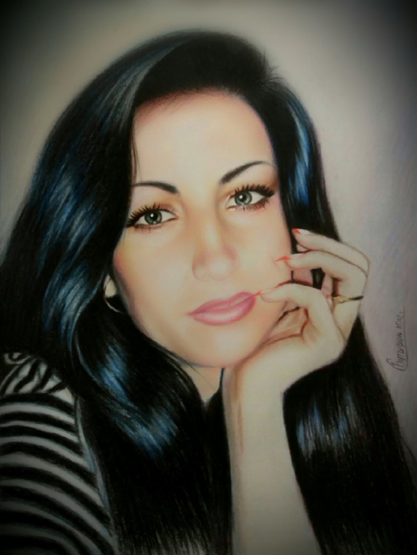 Portrait with colored pencils.. A3 format - My, Pencil drawing, , Portrait, Portraits of people, Drawing