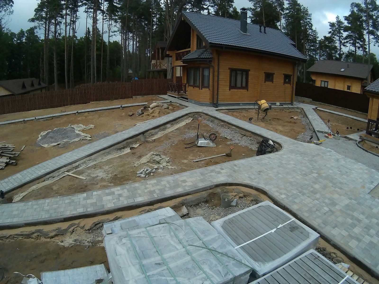 Paths on site - My, Paving stones, Dacha, Saint Petersburg, Landscape design, Sidewalk, Video, Longpost