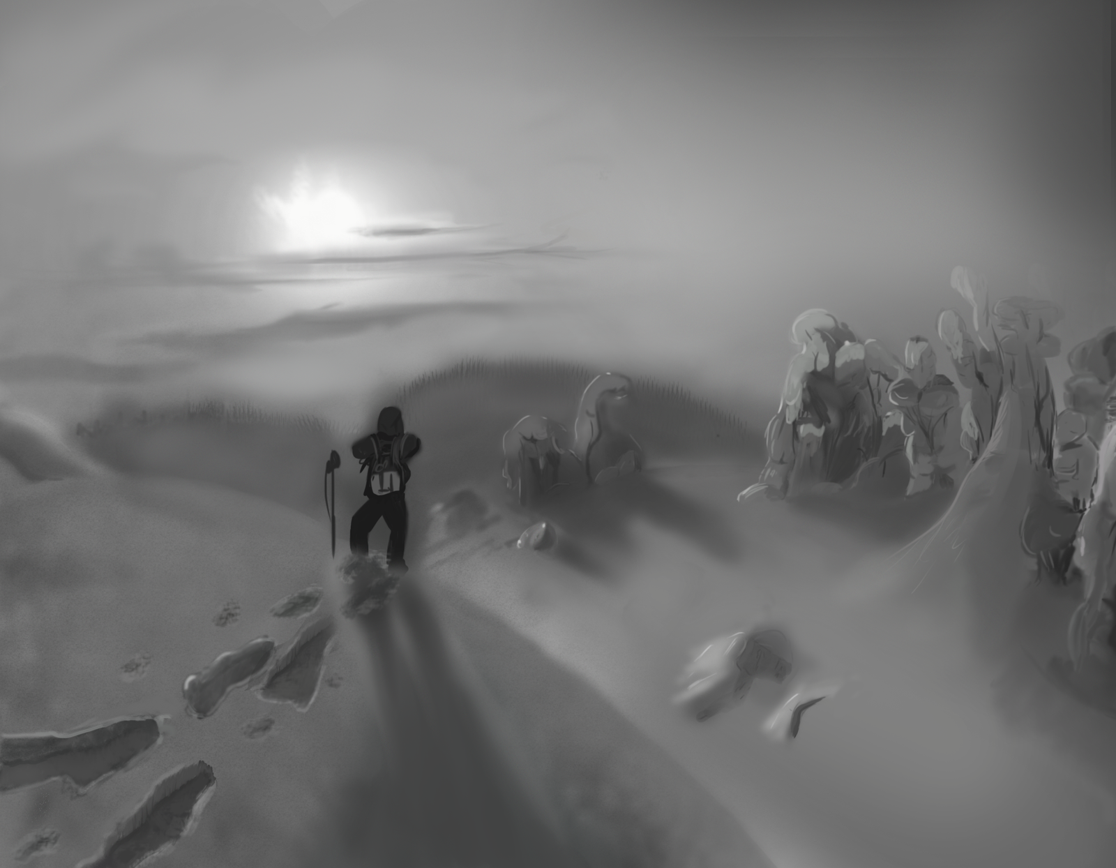 Black and white - My, Black and white, Sketching, Photoshop, Painting, Longpost