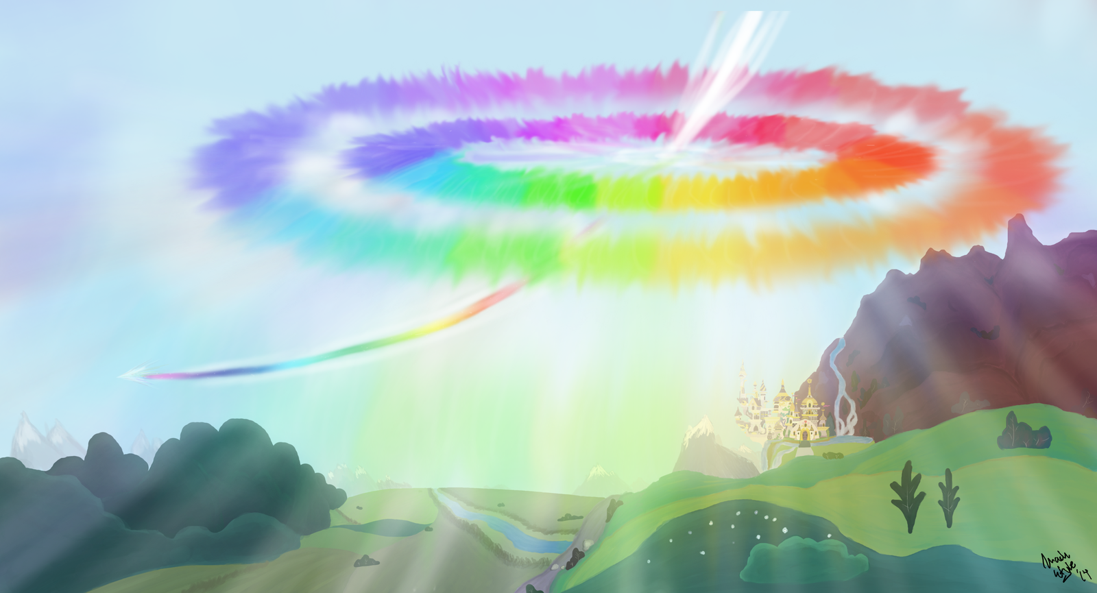 Sonic Rainboom - Sonic rainboom, Rainbow dash, Mother-of-pearl clouds, My little pony, Longpost, A selection, Huussii