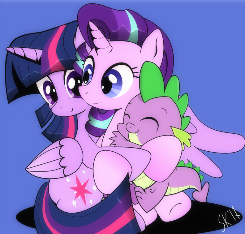 Purple Hugs... - Twilight sparkle, Spike, Starlight Glimmer, PonyArt, My little pony, Longpost