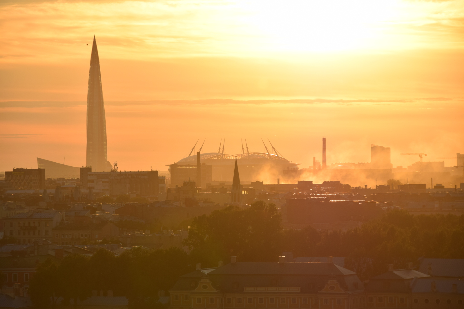 Evening Peter - My, Saint Petersburg, Evening, View, Okhta-Center, Zenith Stadium, Without processing