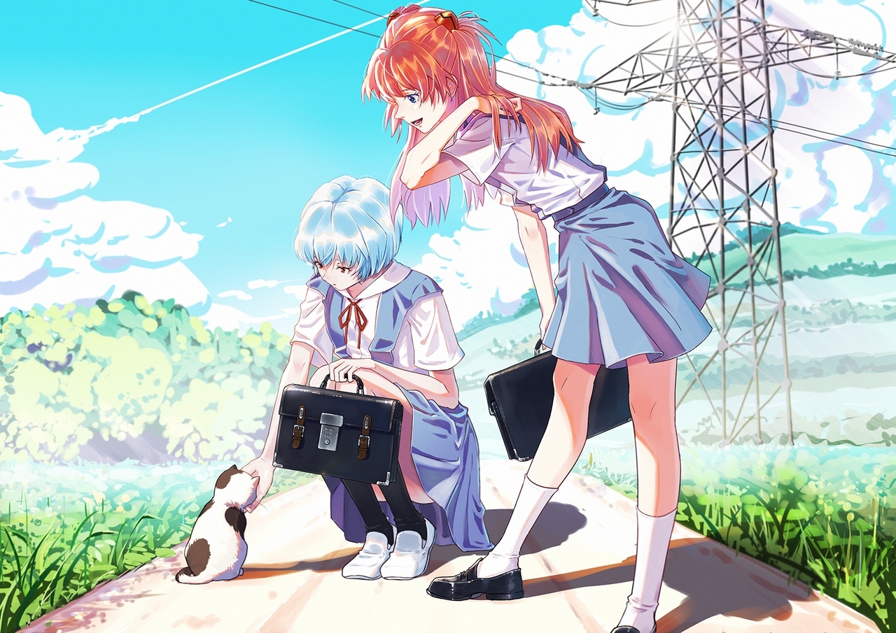 Evangelion - Anime Art, Аниме, Evangelion, Rei Ayanami, Asuka Langley