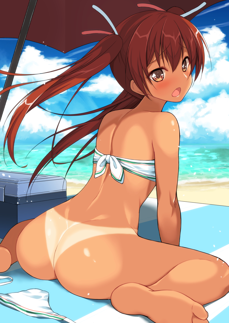 Libeccio - NSFW, Kantai Collection, Libeccio, Лето, Купальник, Этти, Anime Art, Аниме