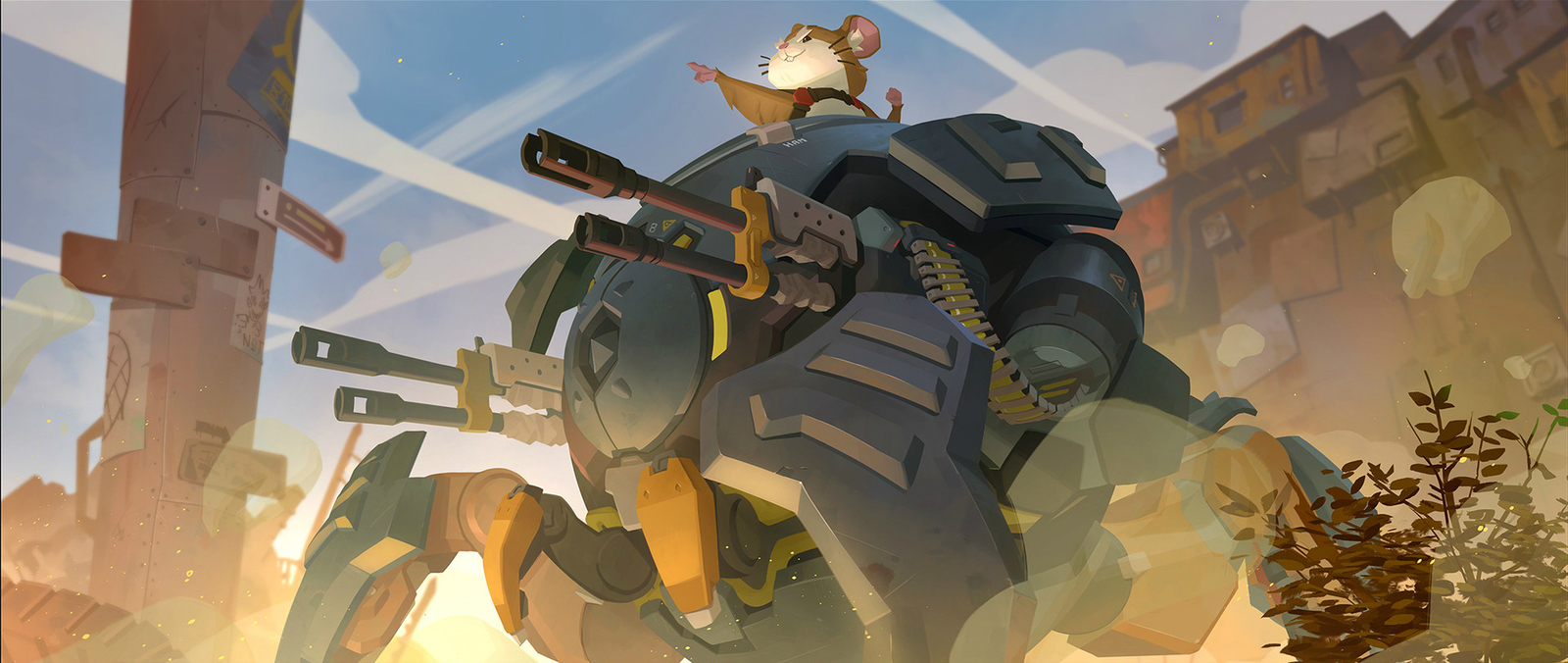 Wrecking Ball Origin Story. - Overwatch, Digital, Games, Characters (edit), Mech, Longpost, Illustrations, Video, Fur