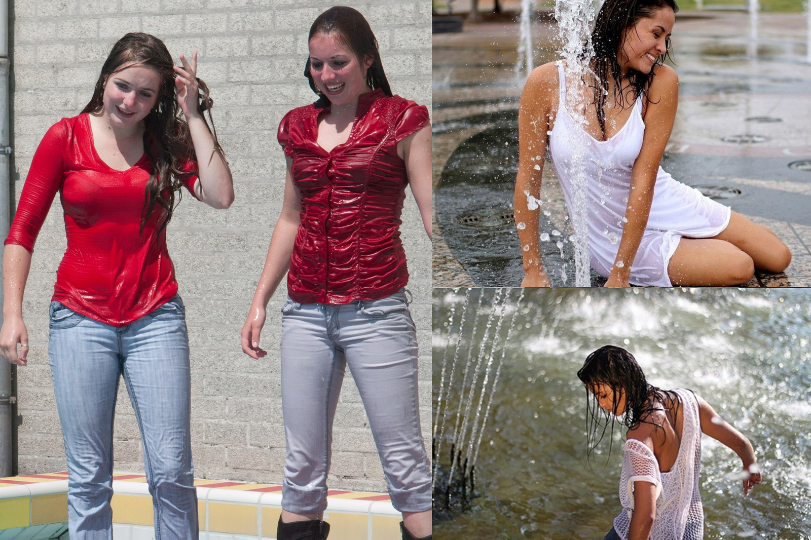 Фотография на тему Девушка в мокрой одежде в брызгах воды | PressFoto