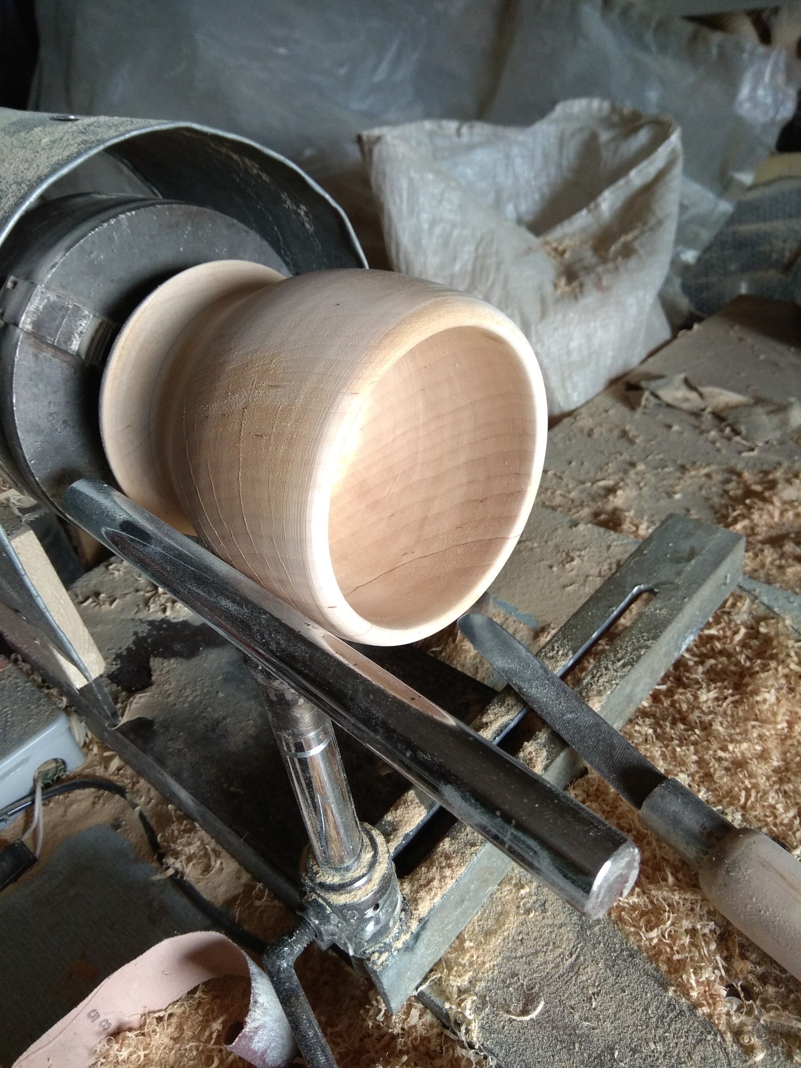 birch bowl - My, , Turning machine, Crooked hands, Woodworking, Video, Longpost