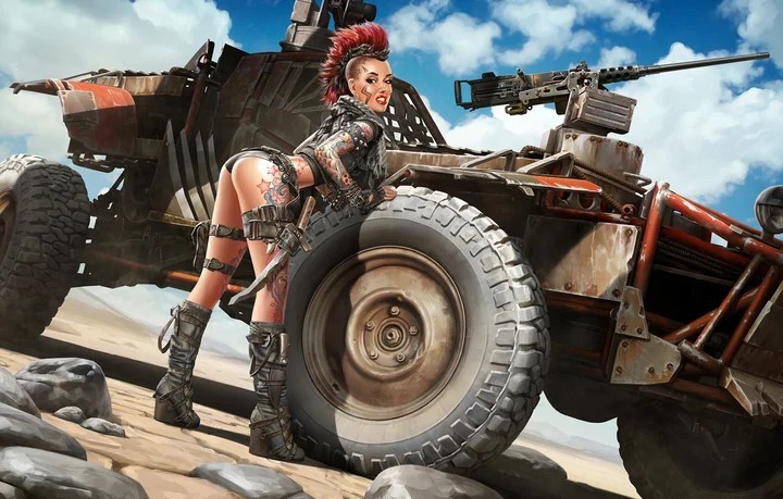 Post-apocalyptic pin-up - Girls, Drawing, Post apocalypse, Longpost, Crossout, Art, Pin up