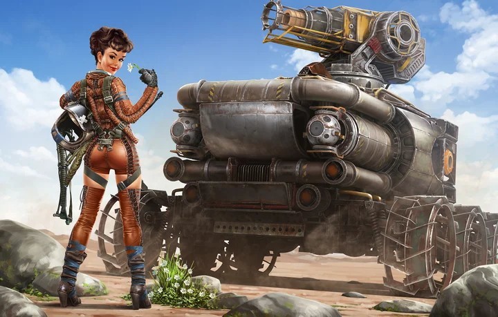 Post-apocalyptic pin-up - Girls, Drawing, Post apocalypse, Longpost, Crossout, Art, Pin up