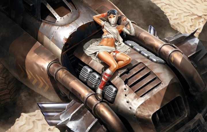 Post-apocalyptic pin-up - Girls, Drawing, Post apocalypse, Longpost, Crossout, Art, Pin up