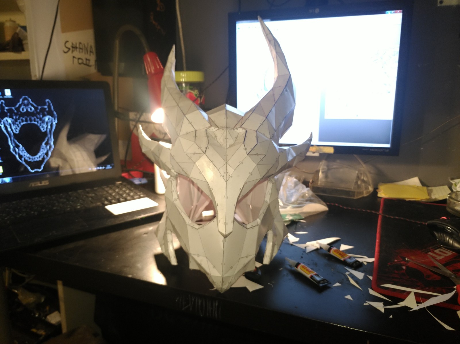 Pervak ??Daedric Paper Helm - My, , Daedra, Paper, Models, Modeling, Helmet, Papercraft, Pepakura, Longpost