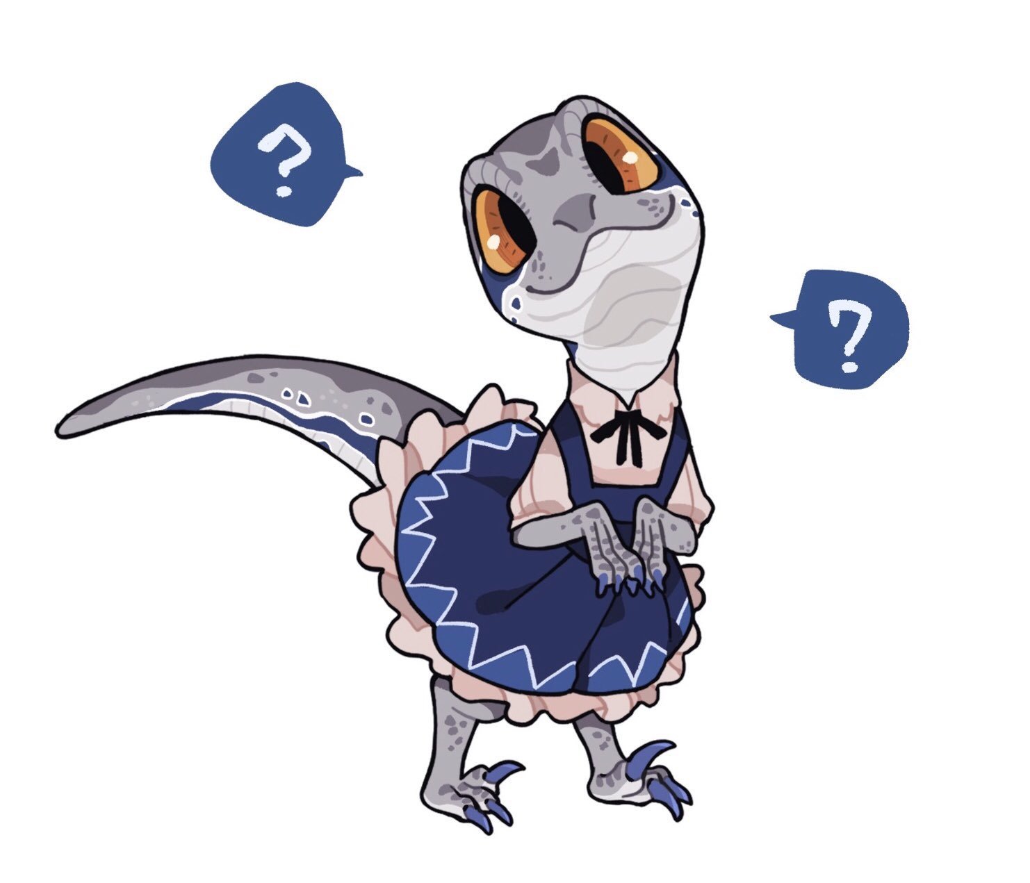 cute dress - Art, Jurassic world, Blue, Raptor, Dinosaurs, Milota