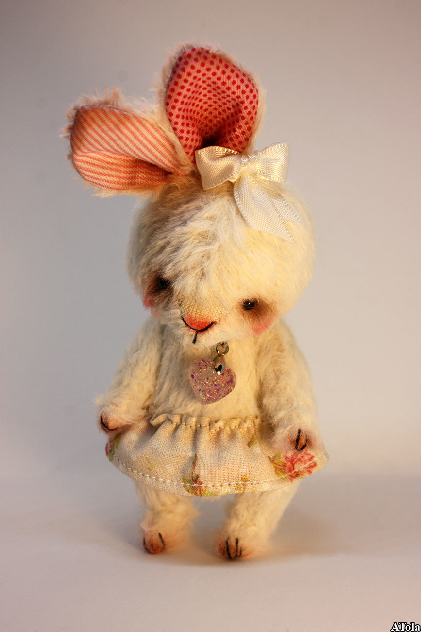 Bunny in teddy style - My, Needlework without process, Hare, Teddy's friends, Handmade, Soft toy, Collectible figurines, Longpost