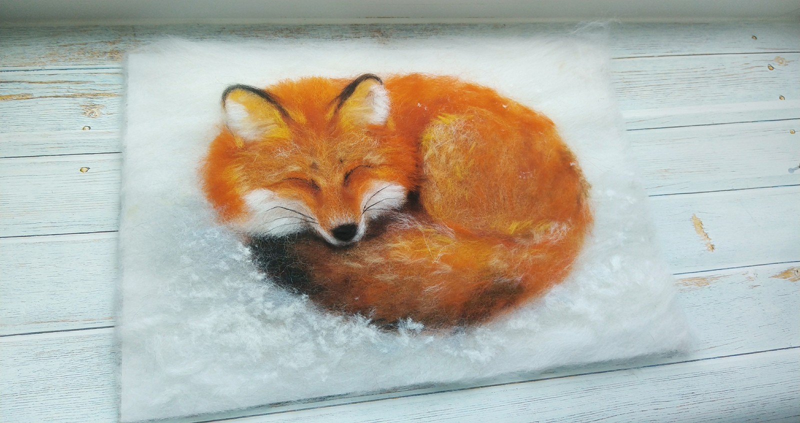 Muscovite fox. - My, , Fox, Wool painting, Needlework without process, Longpost