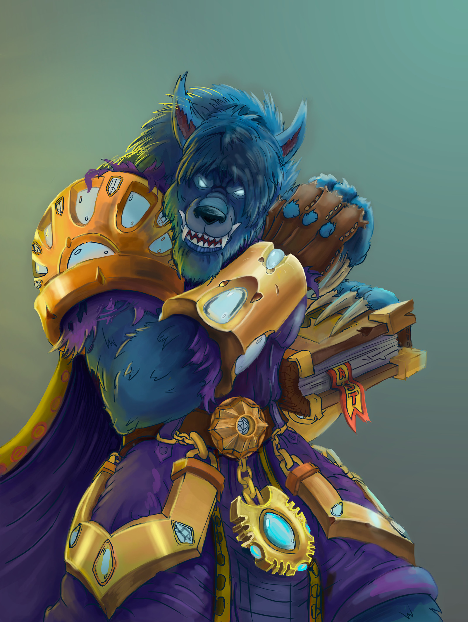 Worgen Priest to Art Challenge from Zemskov with stages - My, Worgen, Fan art, Drawing, Priest, Stages, Hearthstone, Warcraft, Longpost, Digital drawing