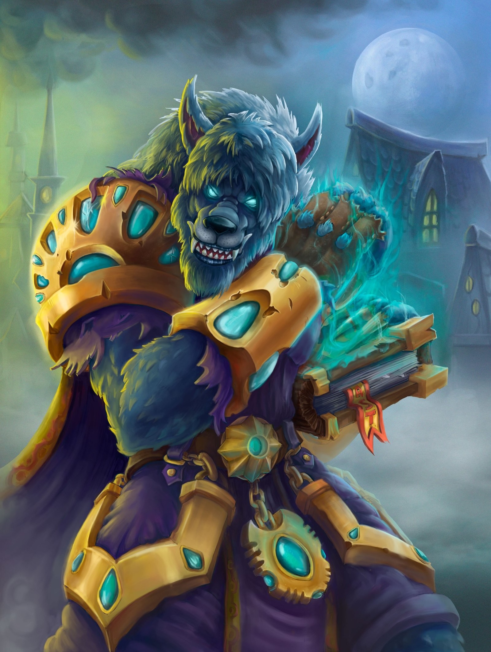 Worgen Priest to Art Challenge from Zemskov with stages - My, Worgen, Fan art, Drawing, Priest, Stages, Hearthstone, Warcraft, Longpost, Digital drawing