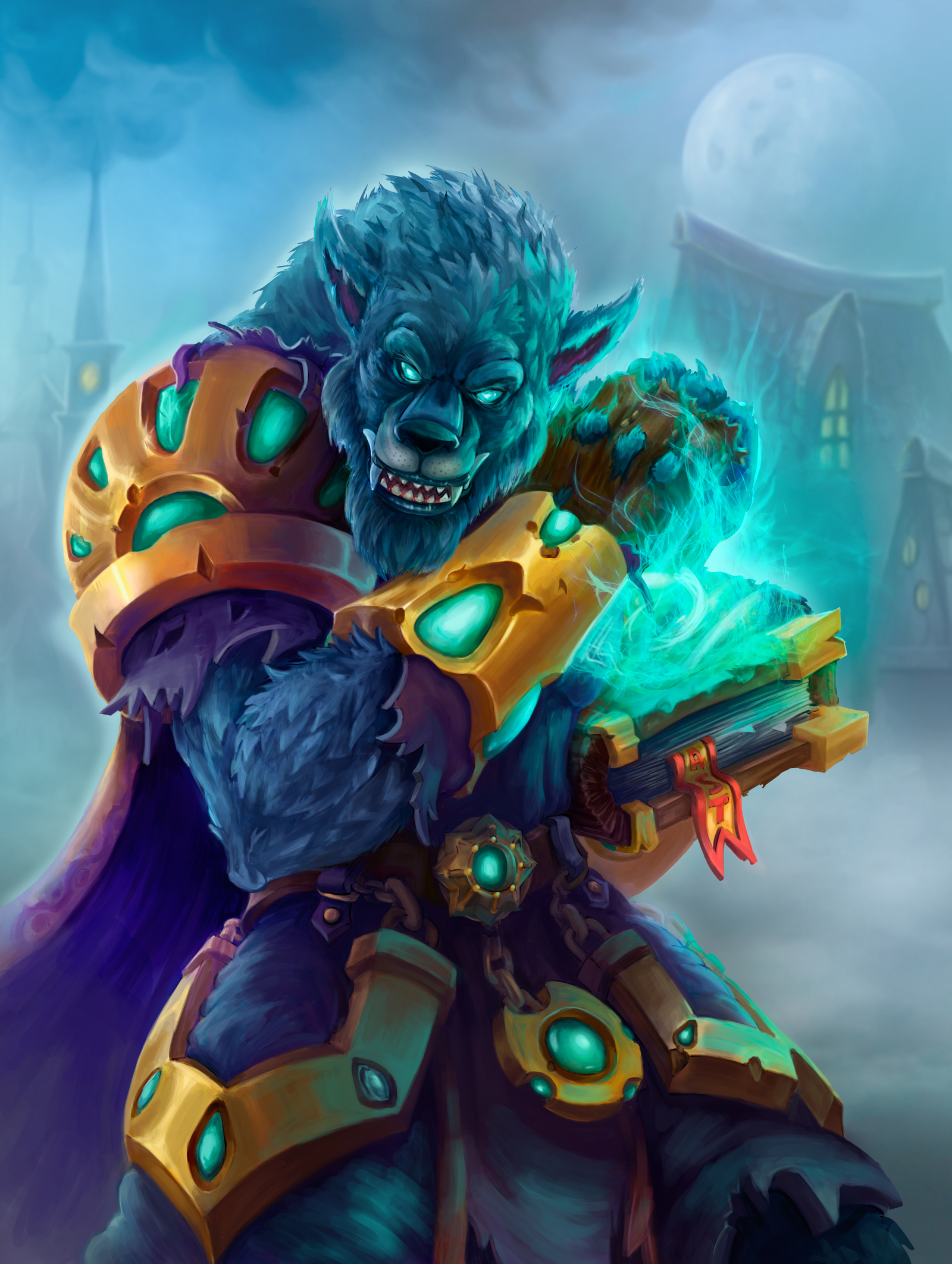 Worgen Priest to Art Challenge from Zemskov with stages - My, Worgen, Fan art, Drawing, Priest, Stages, Hearthstone, Warcraft, Longpost, Digital drawing